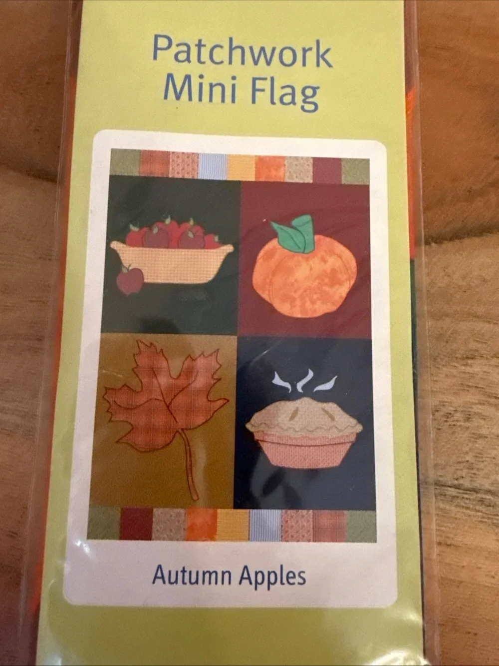 Mini House Flag Four Autumn Symbols Fall Apples Pumpkin, Pie Maple Leaf 13”x18”